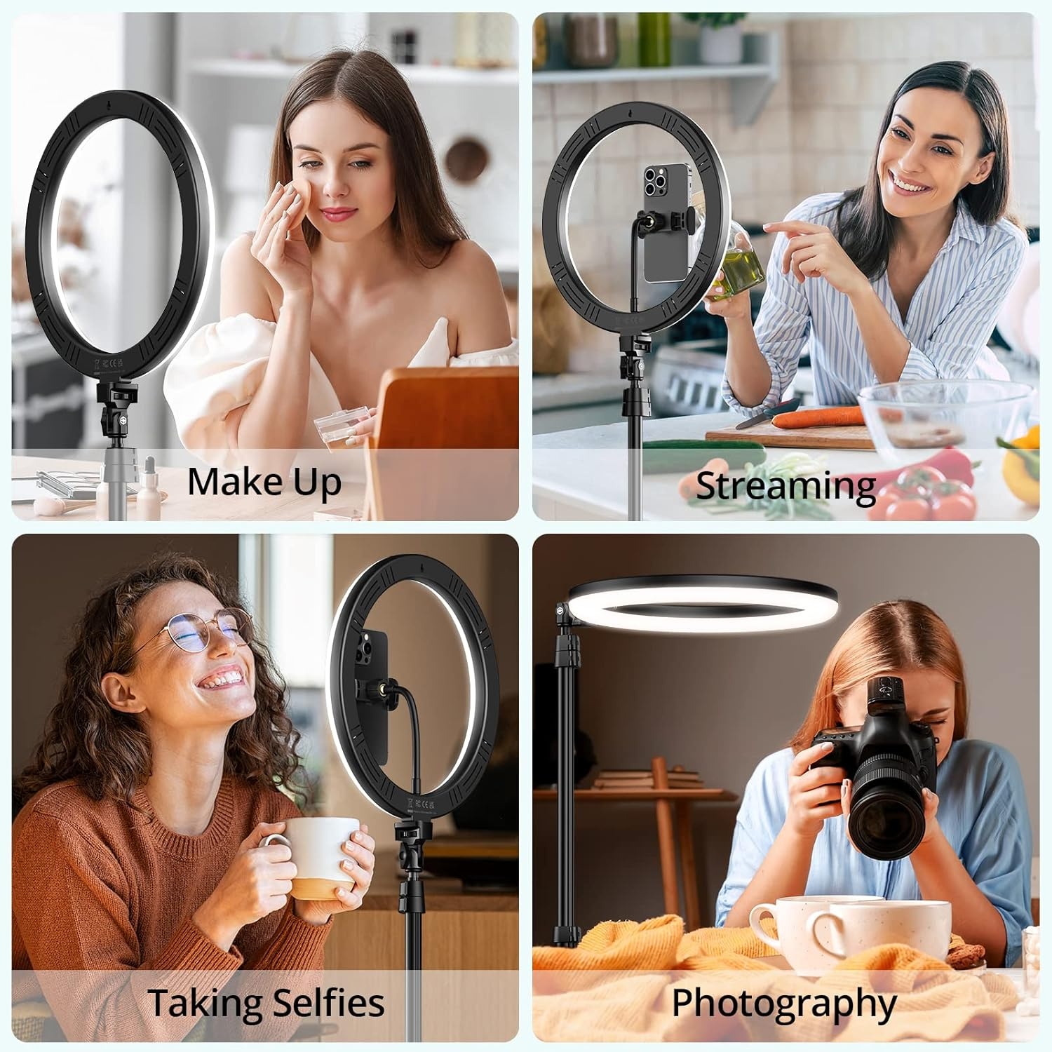 ATUMTEK 12" Ring Light met 160 LED’s en 160 cm Statief, 3 Lichtstanden & 10 Helderniveaus, Dimbare Selfie Ringlamp met Afstandsbediening voor TikTok, YouTube, Livestreams en Fotografie