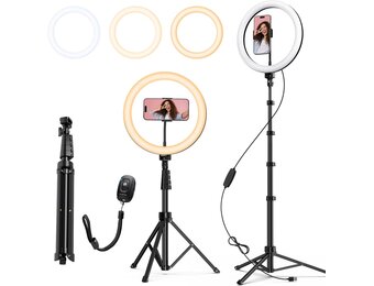 ATUMTEK 12" Ring Light met 160 LED’s en 160 cm Statief, 3 Lichtstanden & 10 Helderniveaus, Dimbare Selfie Ringlamp met Afstandsbediening voor TikTok, YouTube, Livestreams en Fotografie