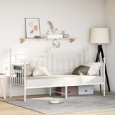 vidaXL Bedframe voor een daybed met hoofdeinde Wit 80 x 200 cm Staal