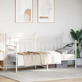 vidaXL Bedframe voor een daybed met hoofdeinde Wit 80 x 200 cm Staal