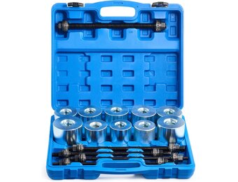 Orion Motor Tech Wiellagertrekkerset, 27-delig, voor silentlagers, gereedschaptrekker, wiellagers, bussen, uit- en plaatsen van rubberen bussen, aslager, trek- en drukhulzenset, staal