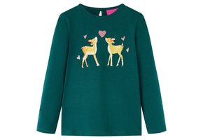 Donkergroen Kindershirt Lange Mouwen Maat 104 - 67% Korting