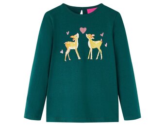 Kindershirt met lange mouwen 104 donkergroen