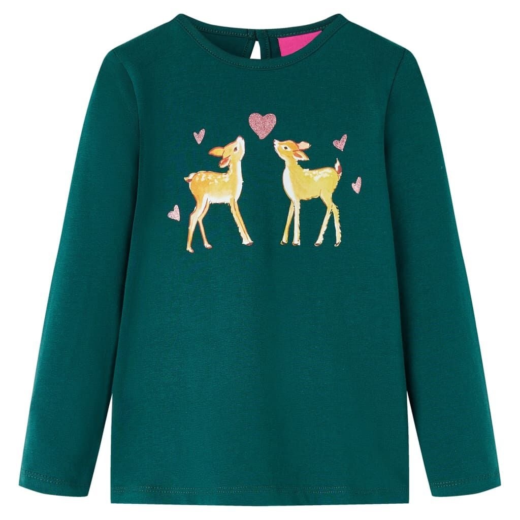 Kindershirt met lange mouwen 104 donkergroen