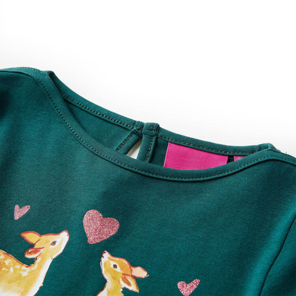 Kindershirt met lange mouwen 104 donkergroen
