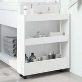 vidaXL Opbergtrolley smal 3-laags bewerkt hout wit