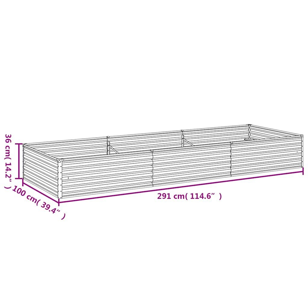 vidaXL Plantenbak verhoogd 291x100x36 cm cortenstaal
