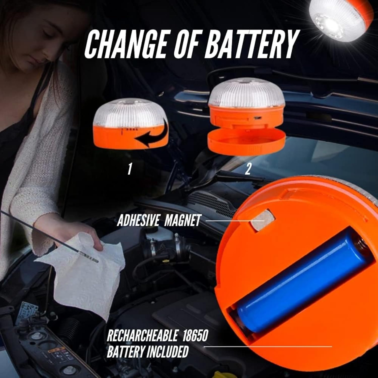 6x Noodlamp V-16, Goedgekeurd door de DGT voor Noodgevallen, voor Auto en Motorfiets, Magnetische Zaklamp voor Voertuigen. Dubbele USB-autolader.