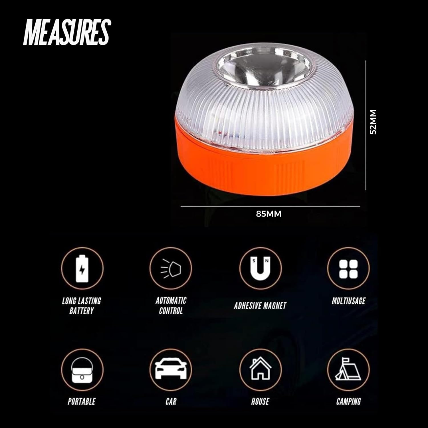 6x Noodlamp V-16, Goedgekeurd door de DGT voor Noodgevallen, voor Auto en Motorfiets, Magnetische Zaklamp voor Voertuigen. Dubbele USB-autolader.