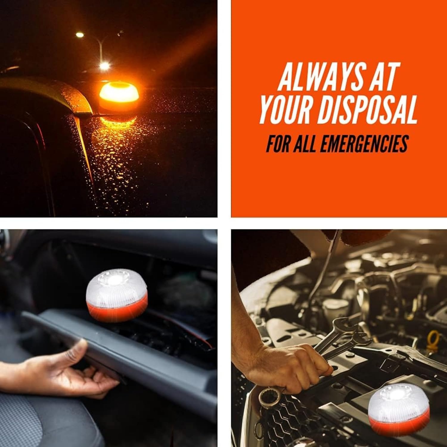 6x Noodlamp V-16, Goedgekeurd door de DGT voor Noodgevallen, voor Auto en Motorfiets, Magnetische Zaklamp voor Voertuigen. Dubbele USB-autolader.