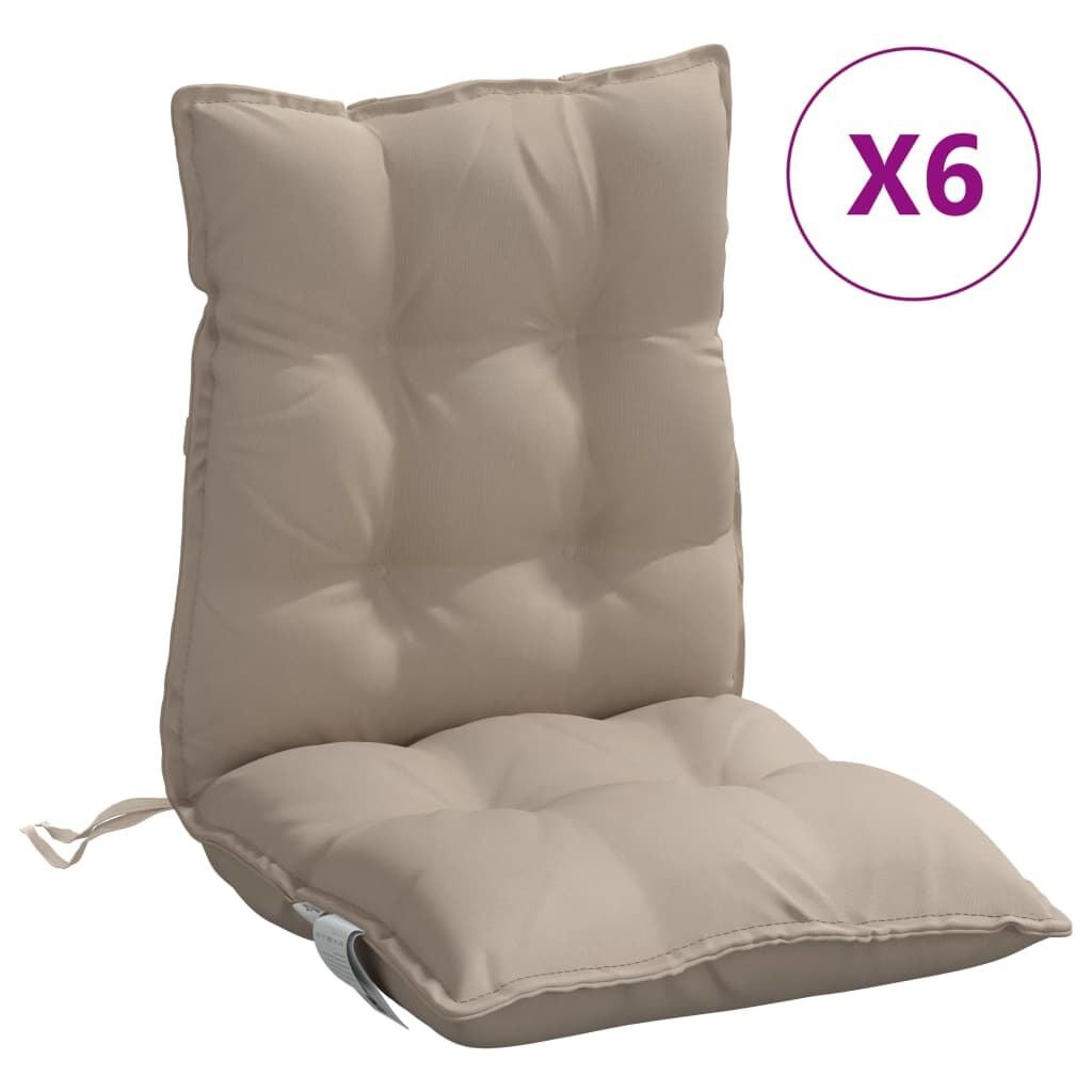 vidaXL Stoelkussens 6 st lage rug oxford stof taupe