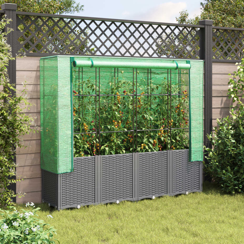 vidaXL Plantenbak verhoogd met kashoes 160x40x153 cm rattanlook