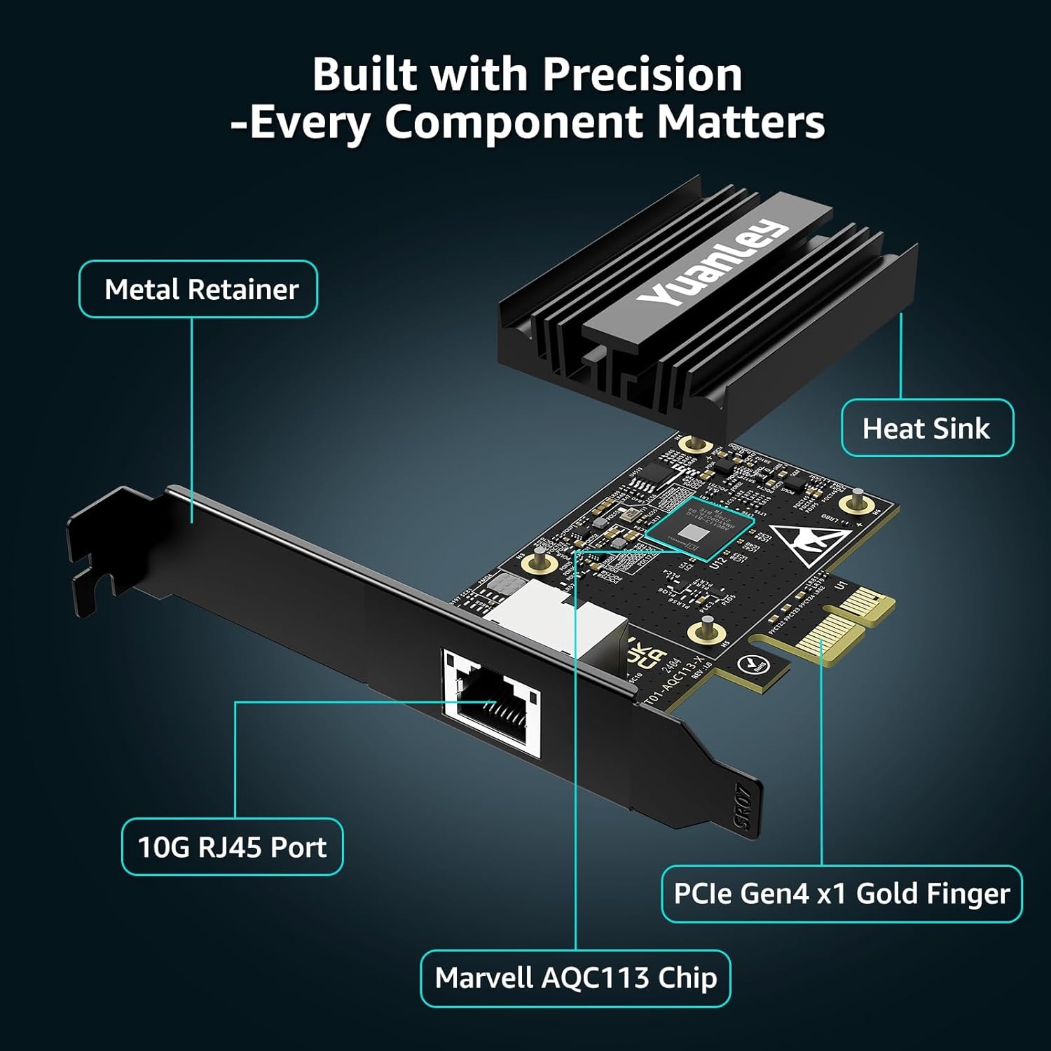 YuanLey 10G PCIe Netwerkkaart met Marvell AQC113 Controller
