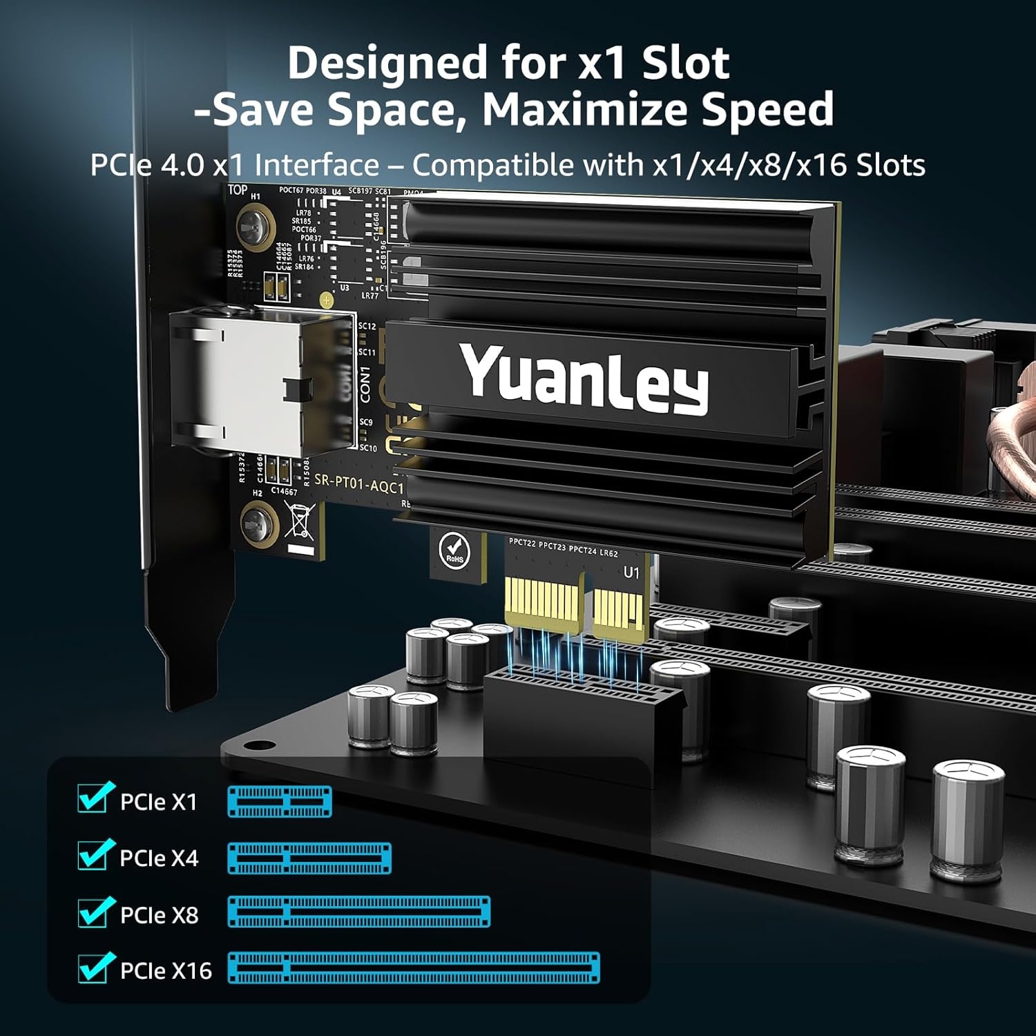 YuanLey 10G PCIe Netwerkkaart met Marvell AQC113 Controller