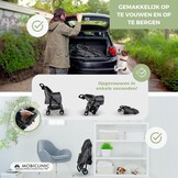Mobiclinic® pets, Opvouwbare hondenwagen, Tot 15 kg, Voor kleine honden, Zuma, Wielen met 360° rem, 3 ramen rits muggennet, Bekerhouder