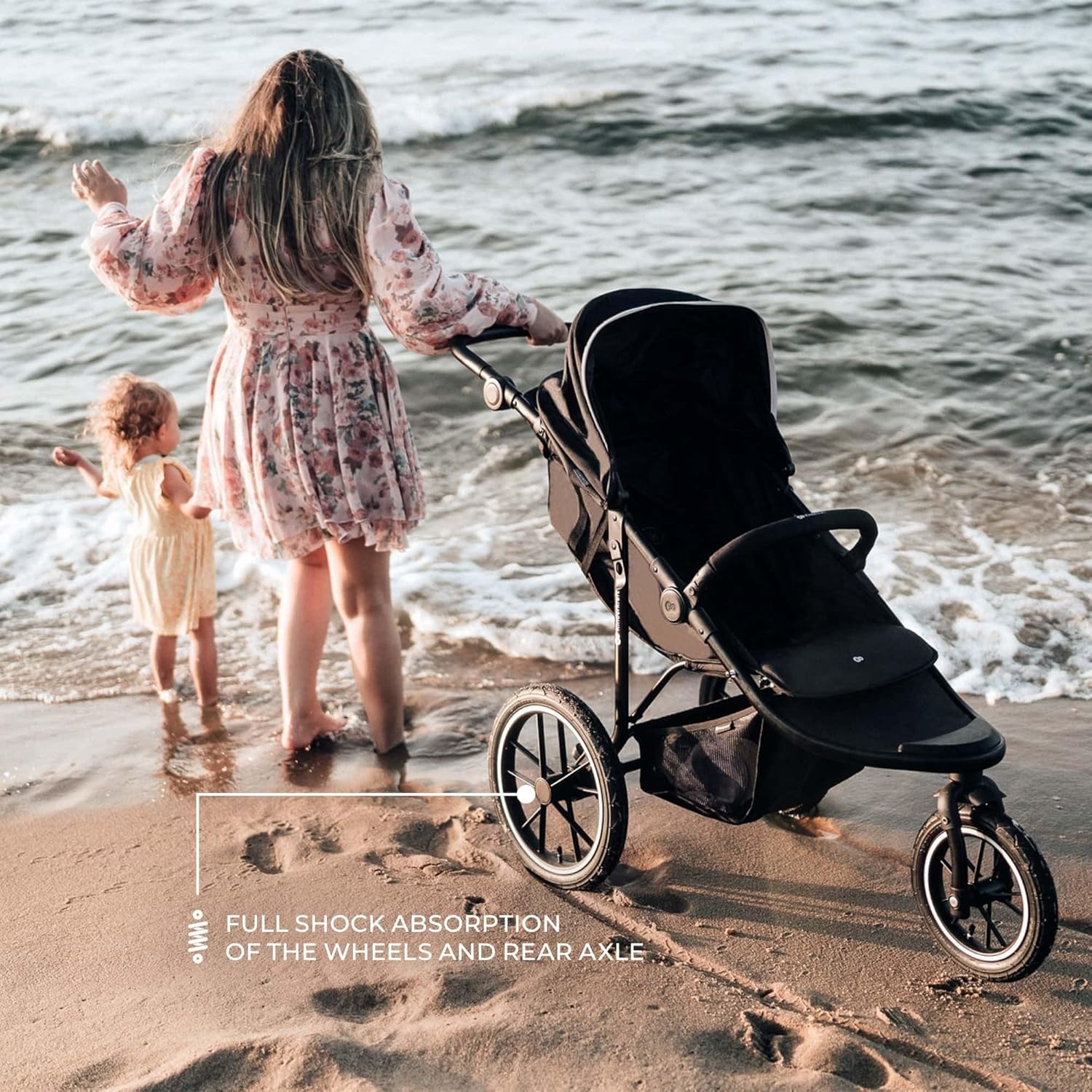 Kinderkraft HELSI 2 Buggy up to 27 kg, Buggy from Birth, Walker with Large Pneumatic Tyres, Reclining Function, Adjustable Parent Handle, Foldable, Underseat Basket, Black