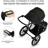 Kinderkraft HELSI 2 Buggy up to 27 kg, Buggy from Birth, Walker with Large Pneumatic Tyres, Reclining Function, Adjustable Parent Handle, Foldable, Underseat Basket, Black