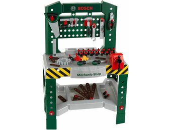 Theo Klein 8574 Bosch werkbank met 77 onderdelen I Met gereedschap en toebehoren I Werkblad met leerfunctie I Speelgoed voor kinderen vanaf 3 jaar