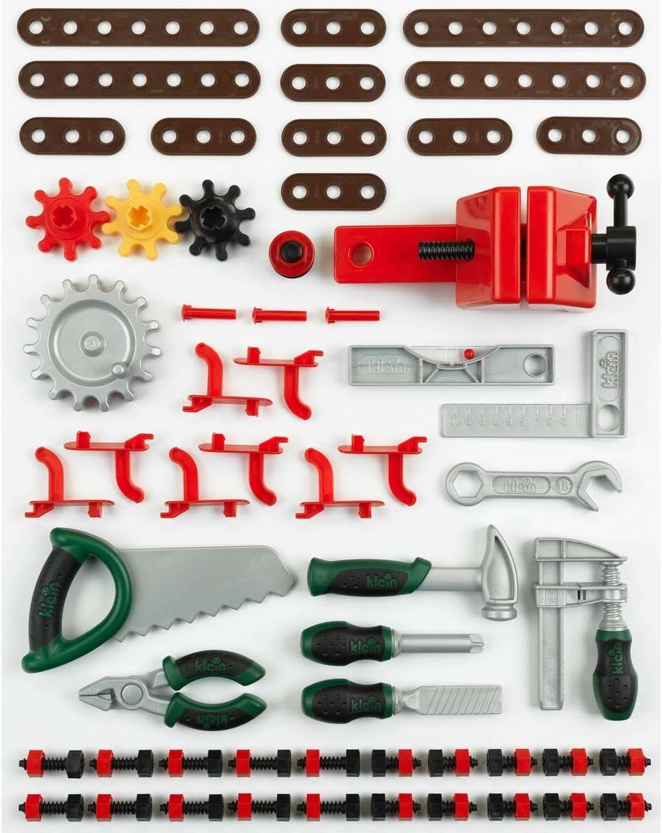 Theo Klein 8574 Bosch werkbank met 77 onderdelen I Met gereedschap en toebehoren I Werkblad met leerfunctie I Speelgoed voor kinderen vanaf 3 jaar
