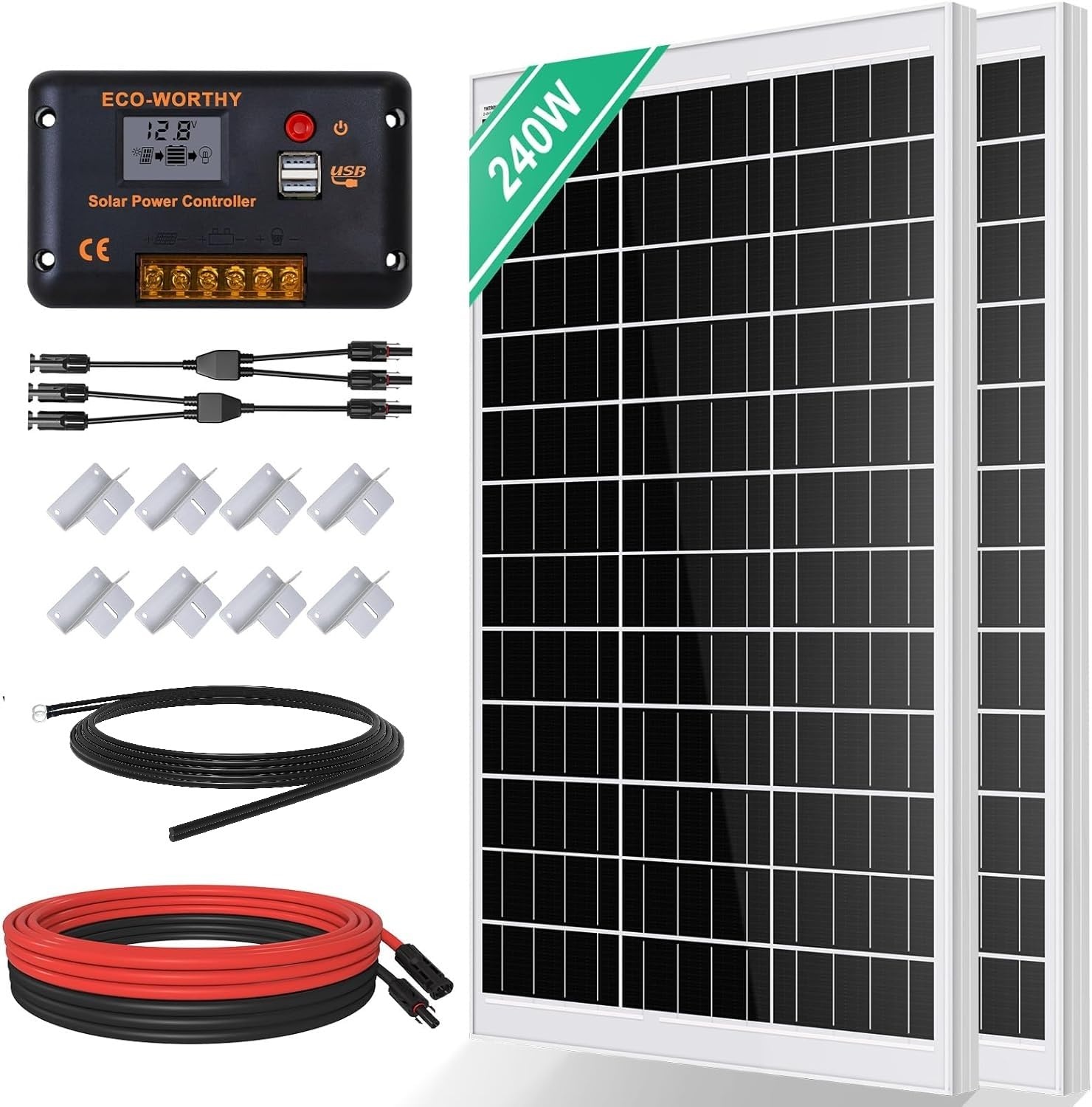 240W Zonnepaneel Set Camper/Boot + 30A Laadregelaar | 35% Korting