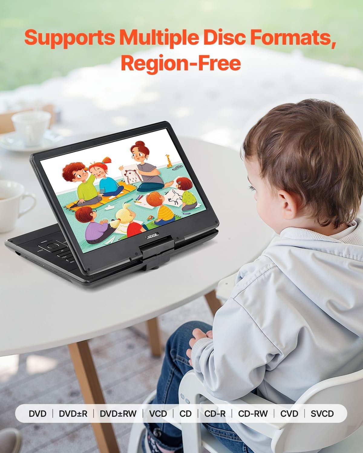 Draagbare DVD-speler 14" met Draaibaar Scherm & 34% Korting