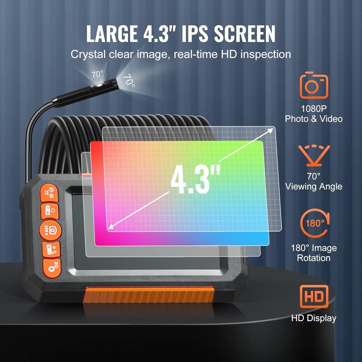 Inspectiecamera 1080p Dubbele Lens met 4,3" IPS-Display - 34% Korting