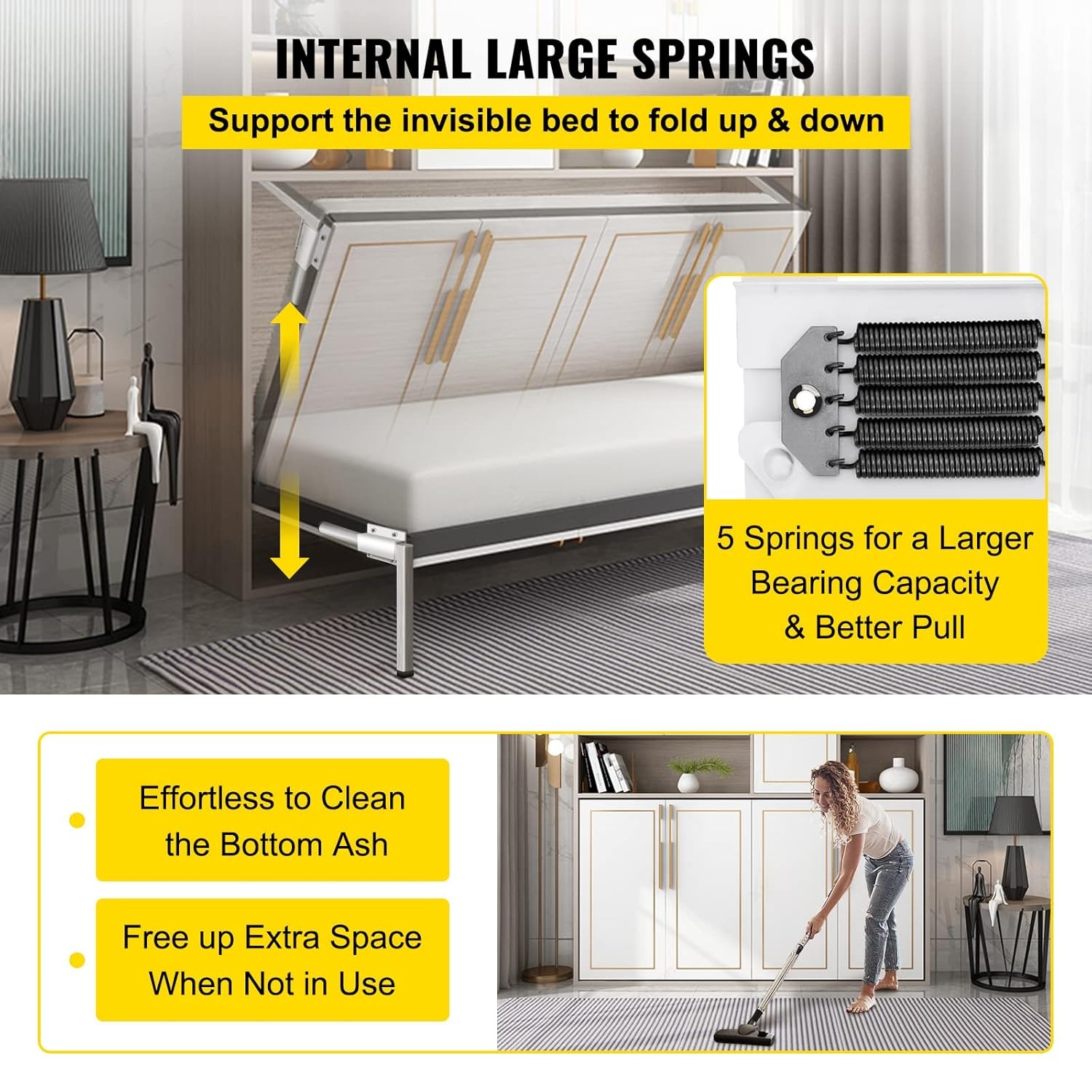 Horizontaal Wandbed Mechanisme - Queen/Eenpersoonsbed - 34% Korting