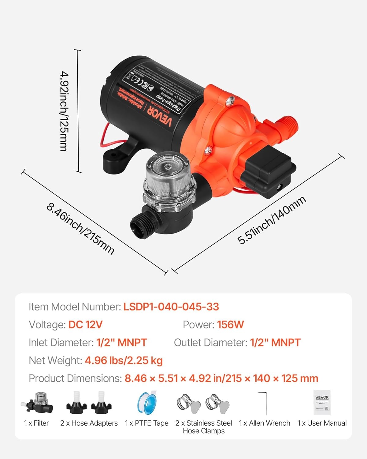 12V Waterpomp 15.1 L/min met Korting: Ideaal voor Camper, Boot