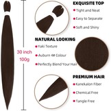 Voorgerekt Vlechthaar Kanekalon 76 cm Chocoladebruin 6 Pakken 74% Korting