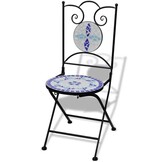 vidaXL Bistrostoelen Keramiek Blauw/Wit - Inklapbaar (2 stuks) - 35% Korting