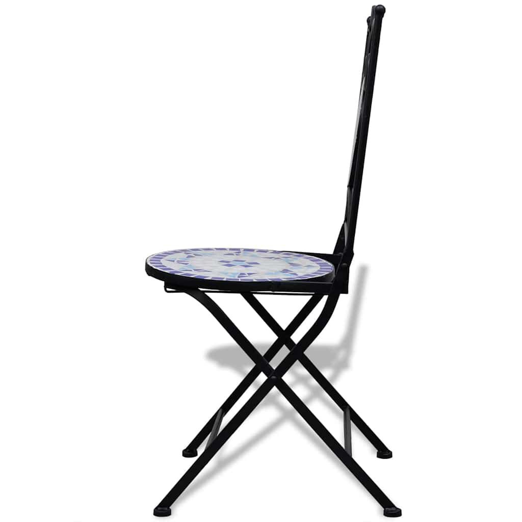 vidaXL Bistrostoelen Keramiek Blauw/Wit - Inklapbaar (2 stuks) - 35% Korting