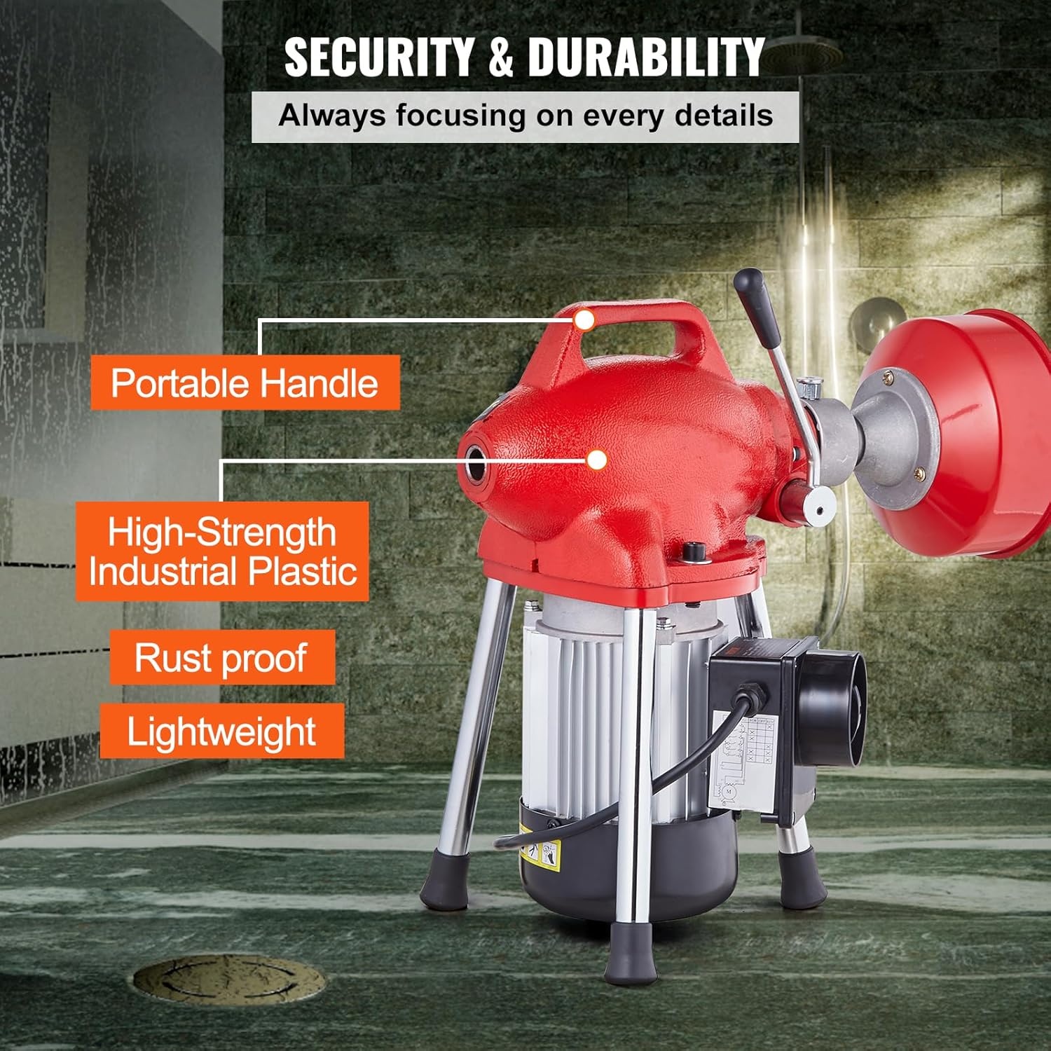 Krachtige Rioolontstopper 250W | 20m & 4.6m Kabels | 59% Korting