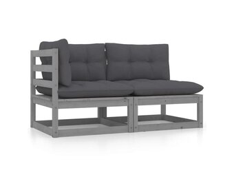 VidaXL Loungeset Grenenhout (2-delig) met Kussens - 54% Korting!