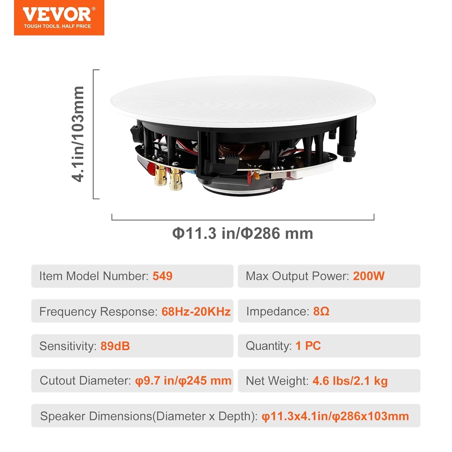 Inbouwluidspreker 20cm 200W 8 Ohm - Perfect voor Keuken & Woonkamer (19% Korting)