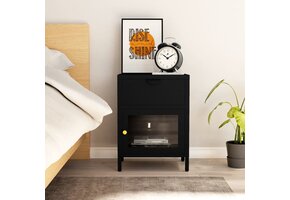 vidaXL Nachtkastje Zwart Staal & Glas (40x30x54,5 cm) - 72% Korting!