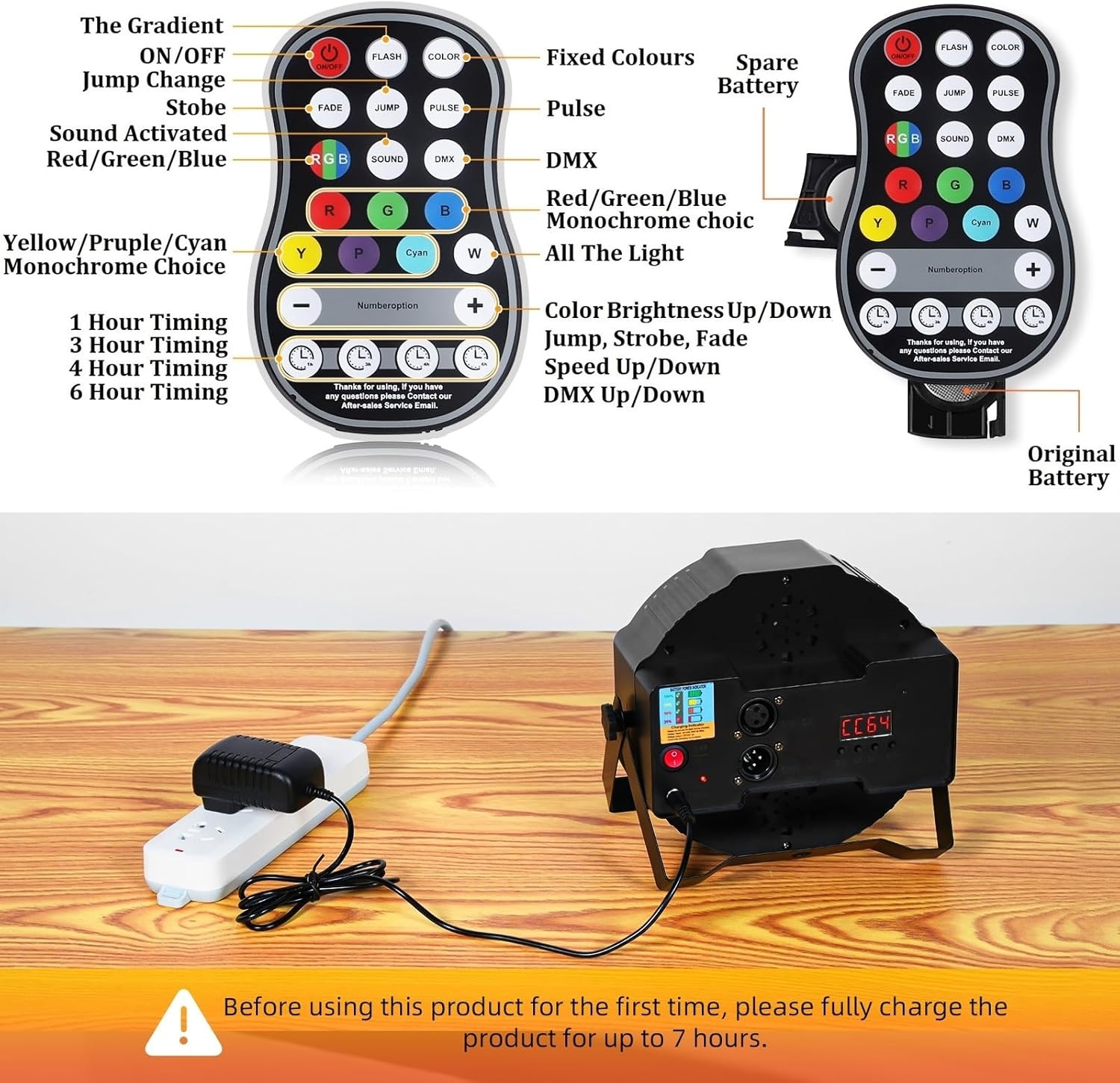 Accu LED Podiumspot RGB Oplaadbaar met Afstandsbediening | 34% Korting
