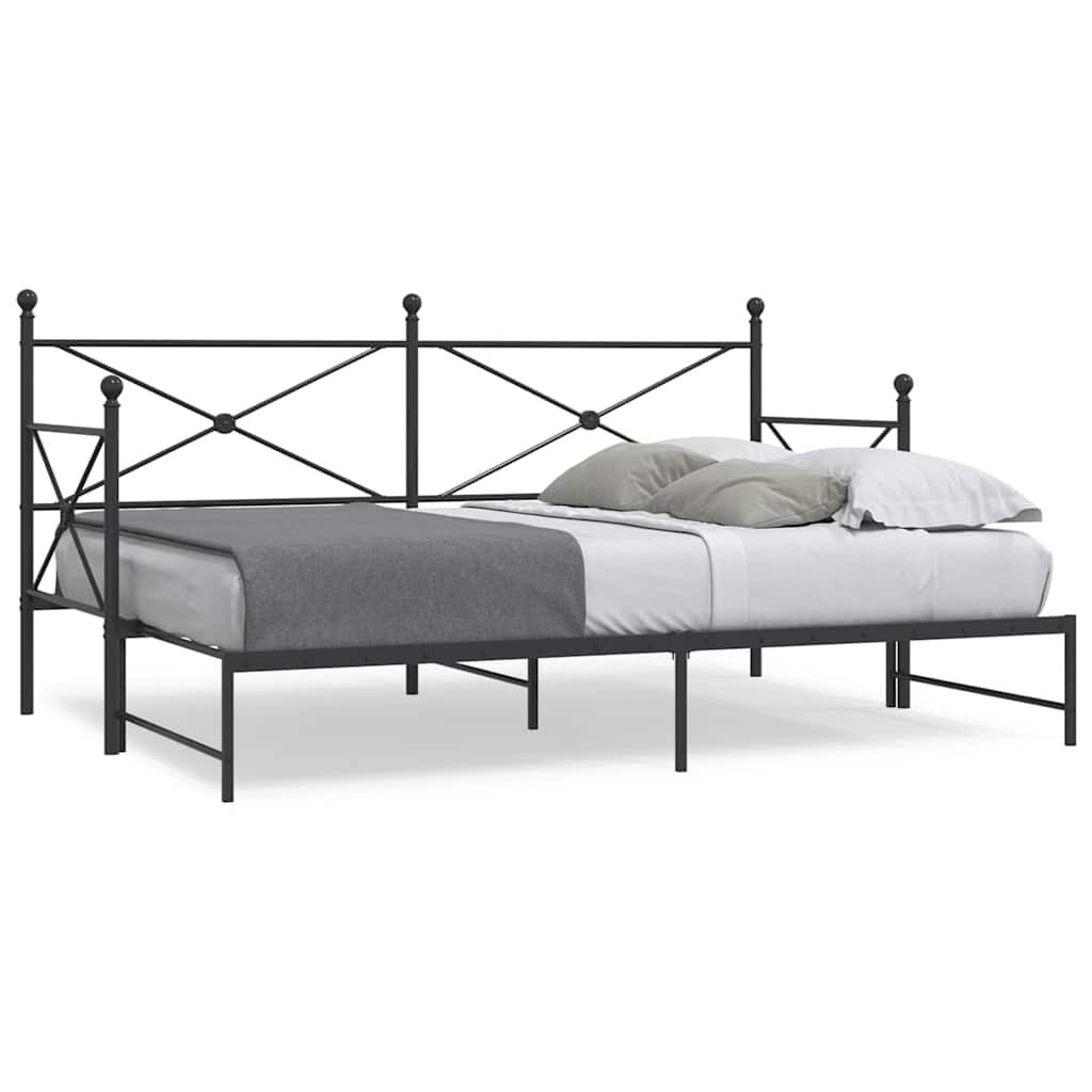 VidaXL Slaapbank met onderschuifbed 80x200cm Staal Zwart - 54% Korting