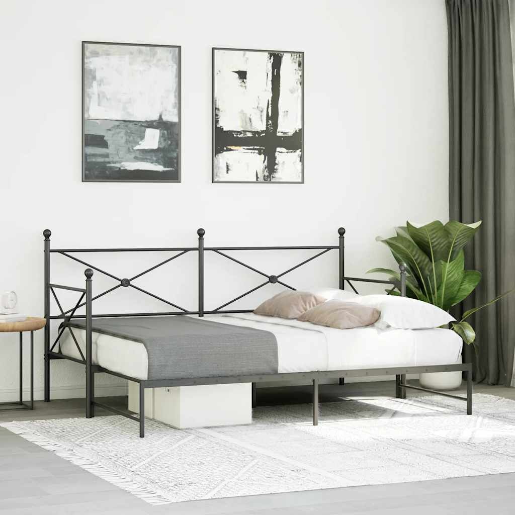 VidaXL Slaapbank met onderschuifbed 80x200cm Staal Zwart - 54% Korting