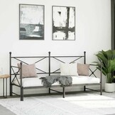 VidaXL Slaapbank met onderschuifbed 80x200cm Staal Zwart - 54% Korting