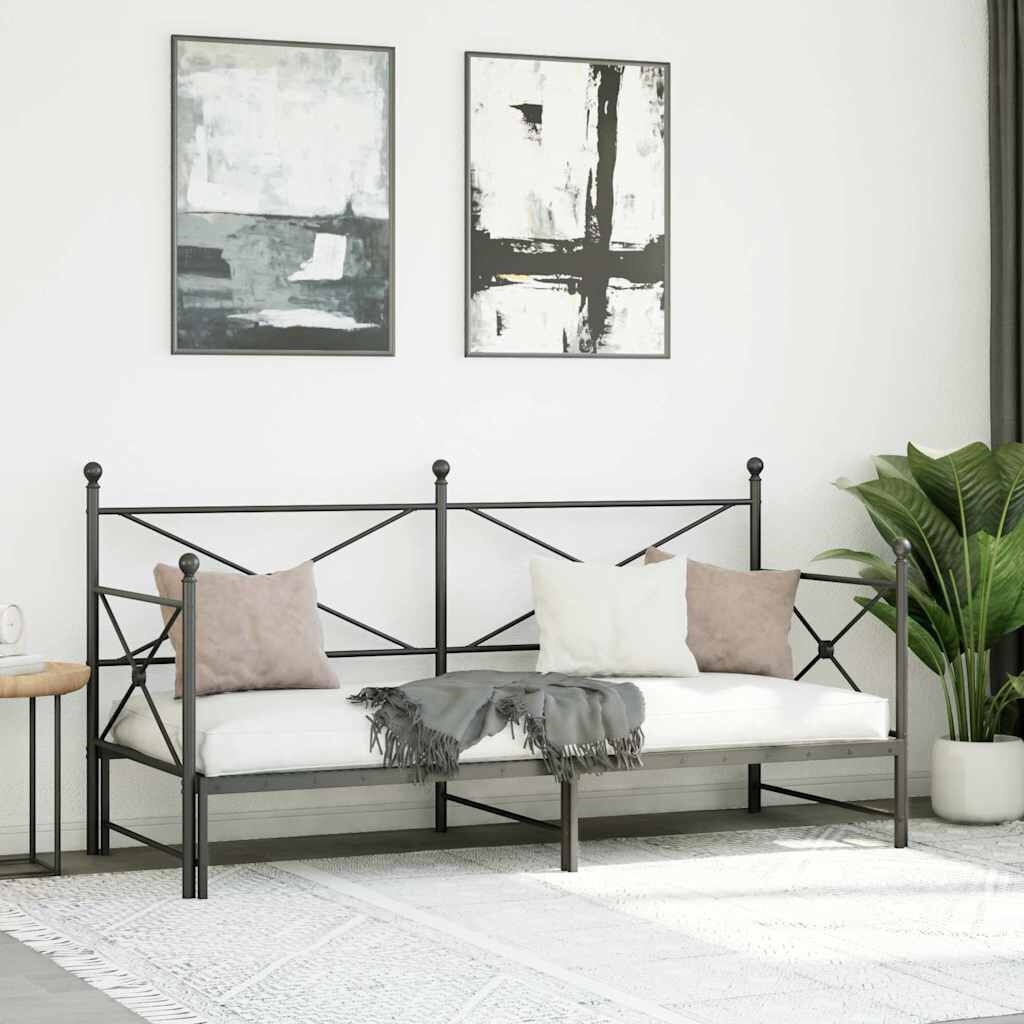 VidaXL Slaapbank met onderschuifbed 80x200cm Staal Zwart - 54% Korting