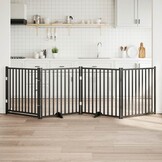 vidaXL Hondenhek inklapbaar 4 panelen 320 cm massief vurenhout zwart