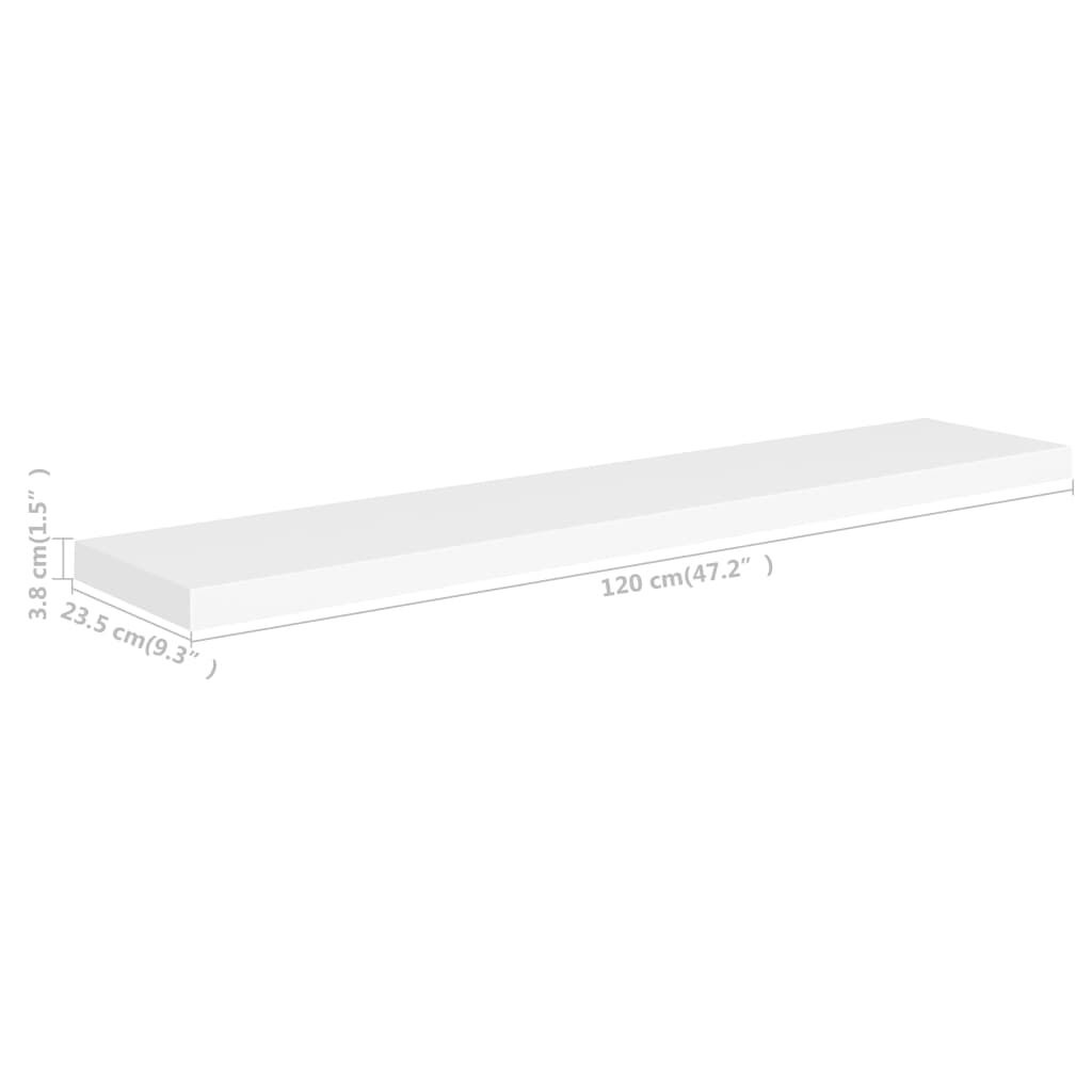 vidaXL Wandschap zwevend 120x23,5x3,8 cm MDF wit