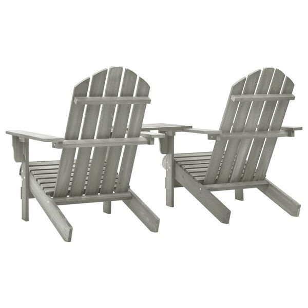 vidaXL Tuinstoelen Adirondack met tafeltje massief vurenhout grijs