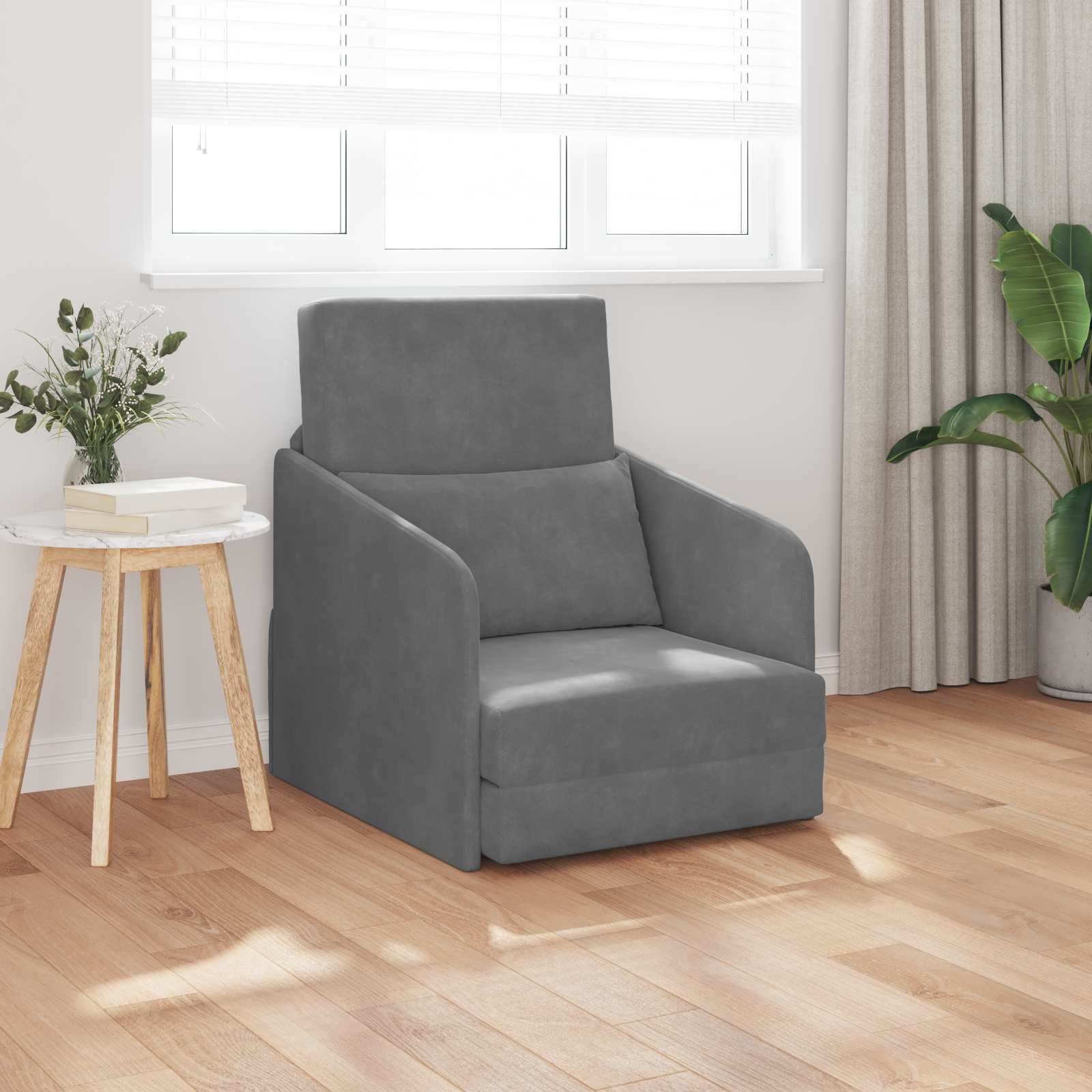 vidaXL Slaapbank Donkergrijs 65 x 80 x 83 cm Fluweel