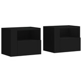 vidaXL Nachtkastjes wandgemonteerd 2 st 45x30x35 cm zwart
