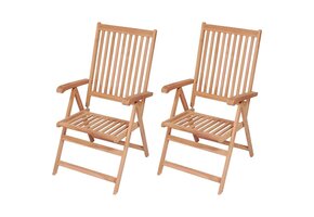 vidaXL Tuinstoelen 2 st, 41% Korting - Massief Teakhout, Verstelbaar