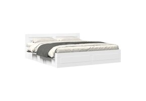 VidaXL Bedframe met Hoofdbord - 200x200 cm - Wit - 35% Korting