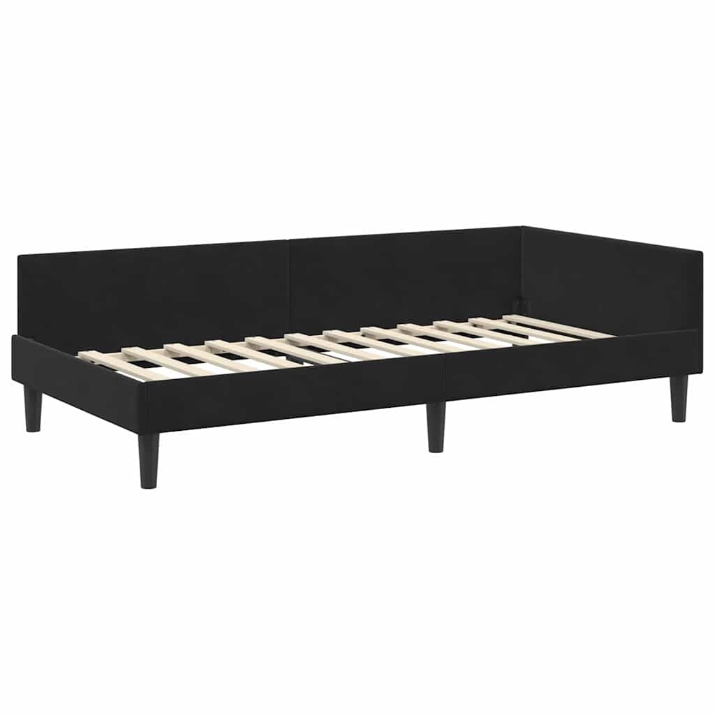 vidaXL Hoekbedframe Zwart 90 x 190 cm Velvet en Engineered hout
