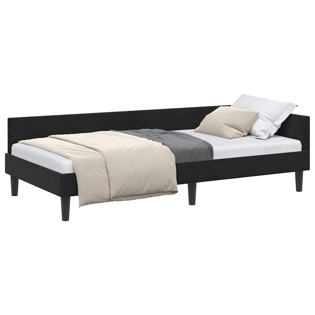 vidaXL Hoekbedframe Zwart 90 x 190 cm Velvet en Engineered hout