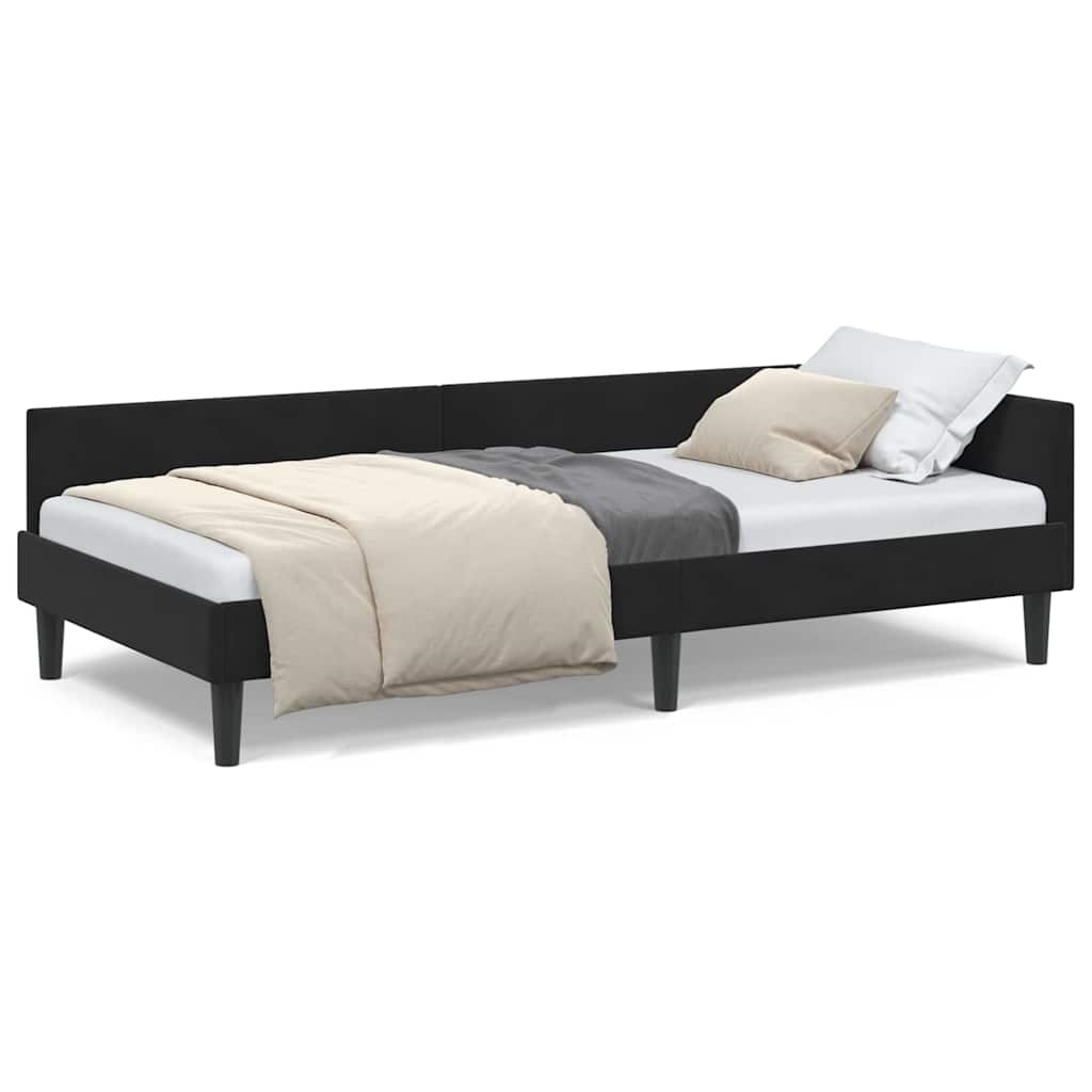 vidaXL Hoekbedframe Zwart 90 x 190 cm Velvet en Engineered hout